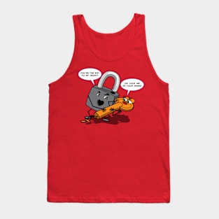 Funny Cheesy Romantic Valentine Couple Lock And Key Cartoon Tank Top